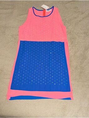 Bright Sleeveless Studded Shift Dress